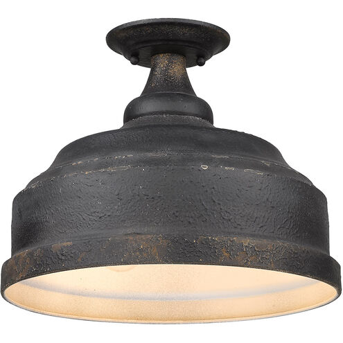 Keating 3 Light 14 inch Antique Black Iron Semi-flush Ceiling Light